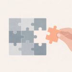 Minimalist puzzle illustration showing a piece that almost fits but doesn’t quite, representing the AuDHD diagnostic gap and difficulty fitting ADHD or autism diagnosis.